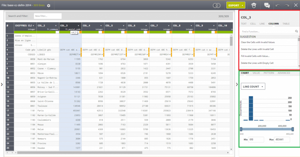 talend data prep fonction entête de colonne