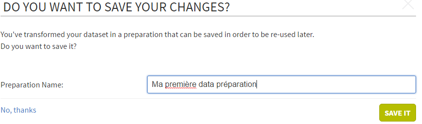 talend data prep save changes