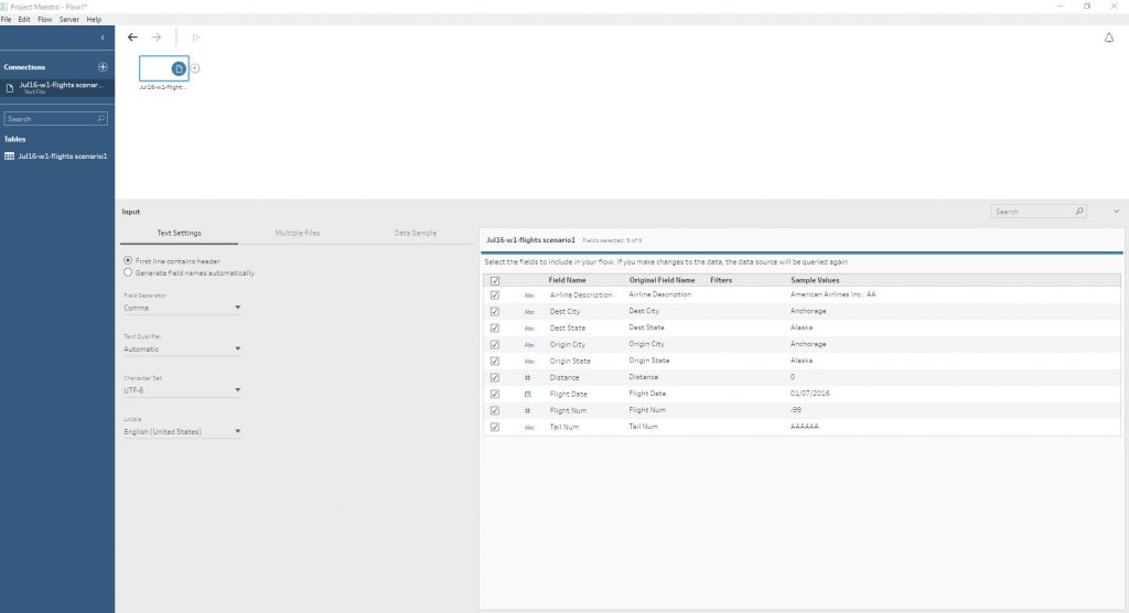 tableau maestro data preparation interface