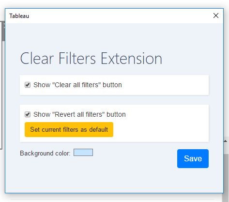 extensions tableau clear filter