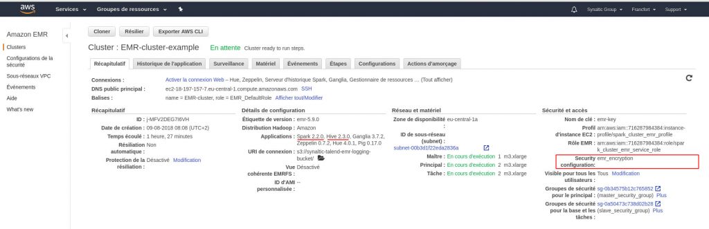 EMR configuration avec securisation