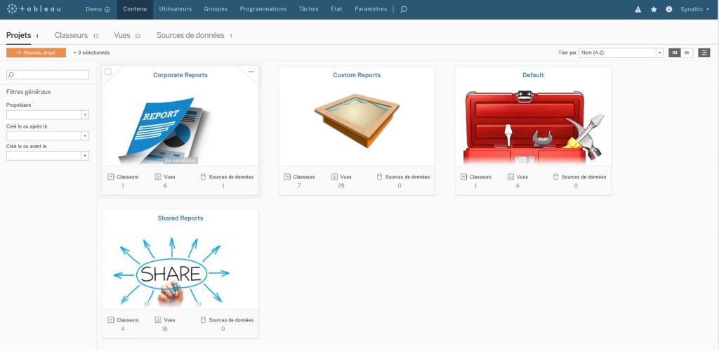 tableau server exemple projets 