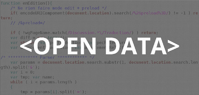 open data written on a page of informatic code