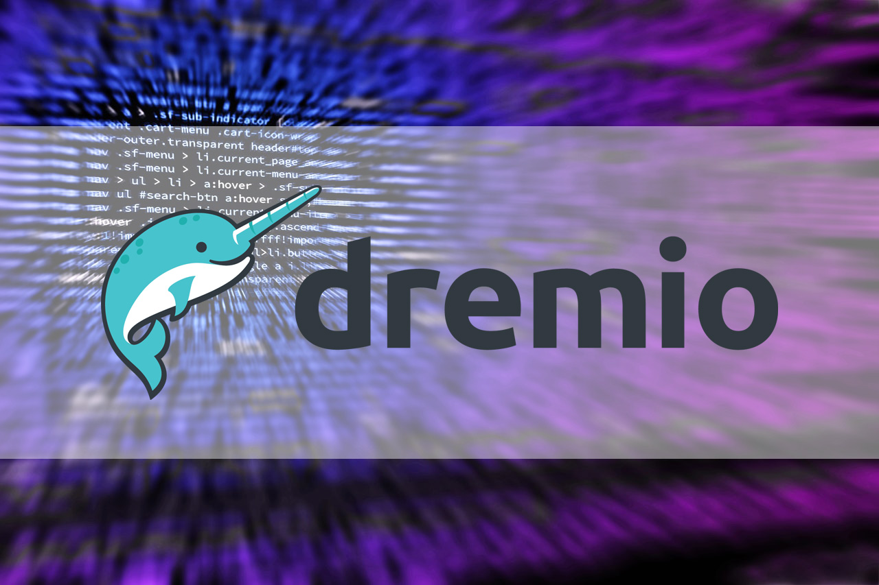 logo dremio sur fond de code sql