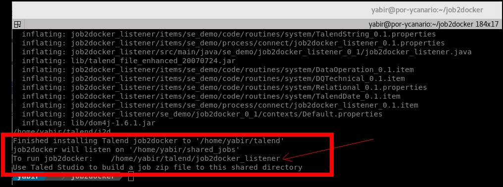 setup pour l'installation docker talend