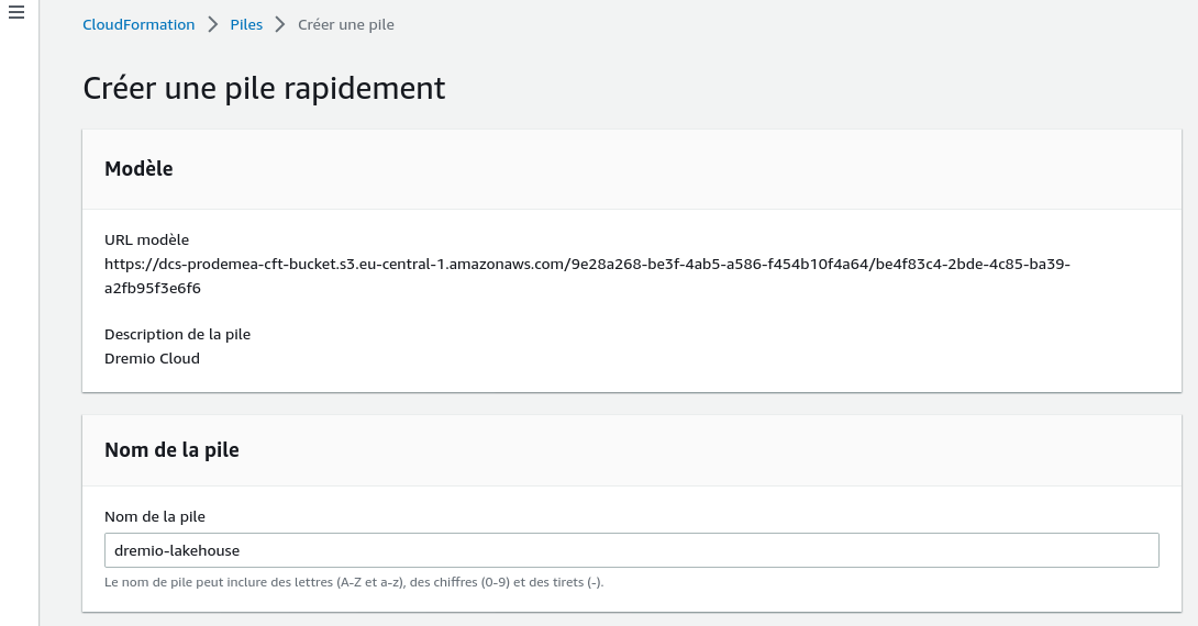 dremio cloud s3 Cloudformation name