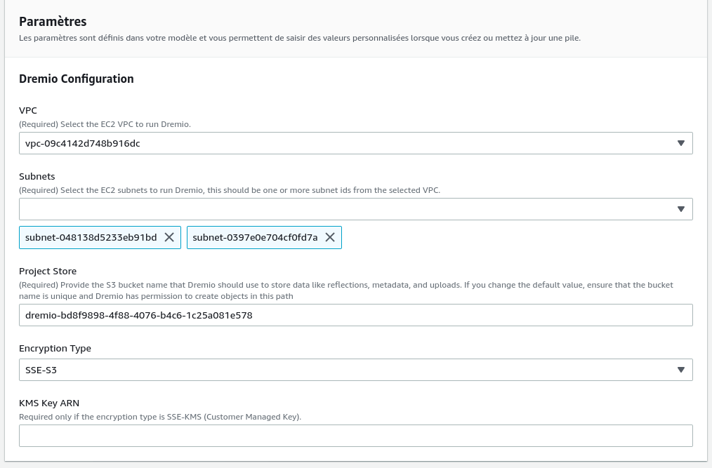 dremio cloudformation vpc