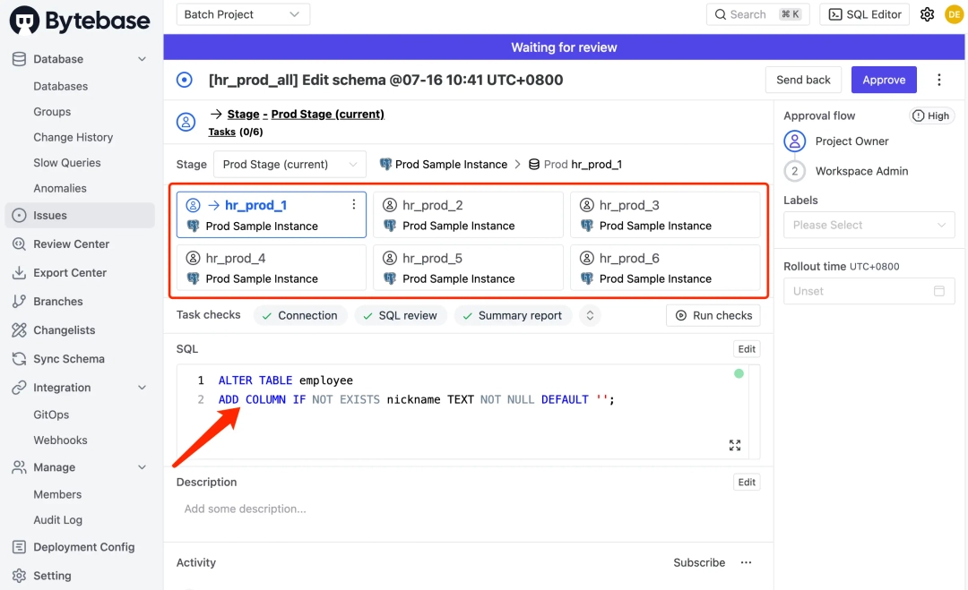 bytebase modifications par lot