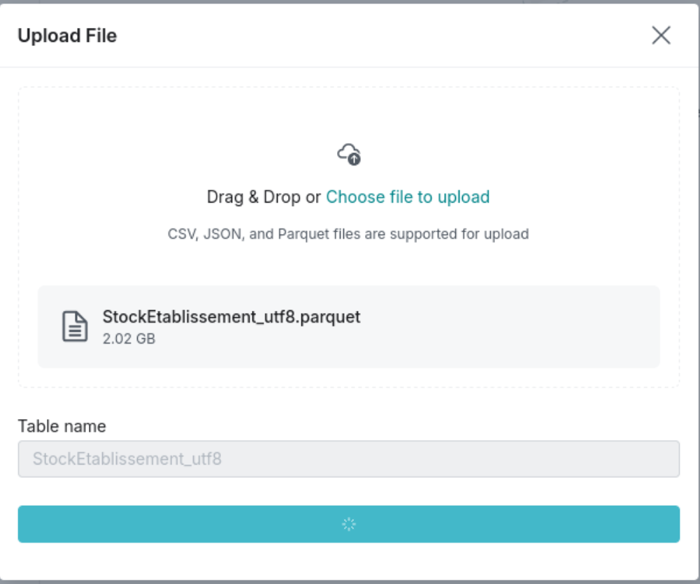 Upload du fichier SIRENE 2.02 Go dans Dremio Cloud